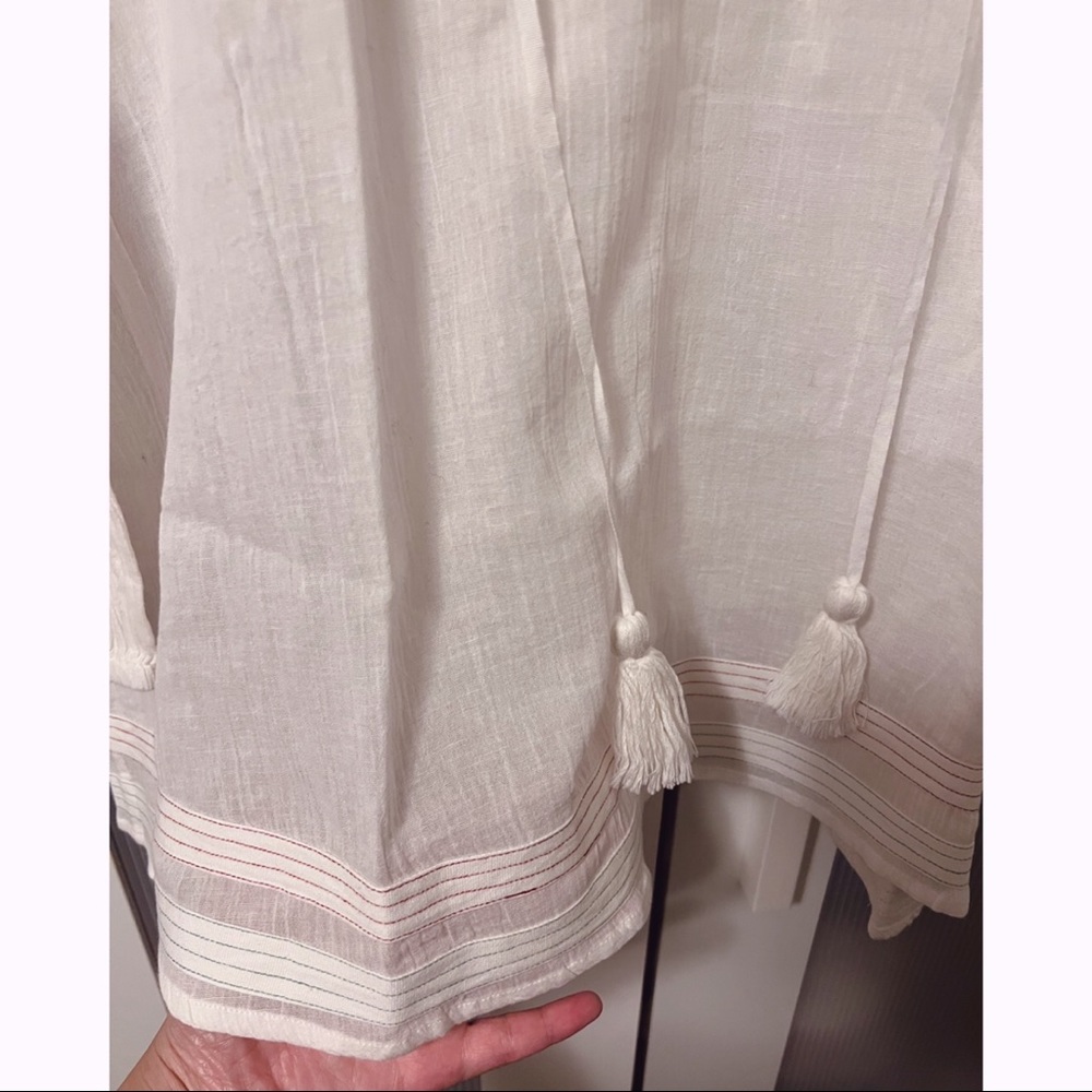 NWT Anthropologie Velvet by Graham & Spencer White Lena Peasant Blouse Tunic - Picture 4 of 16